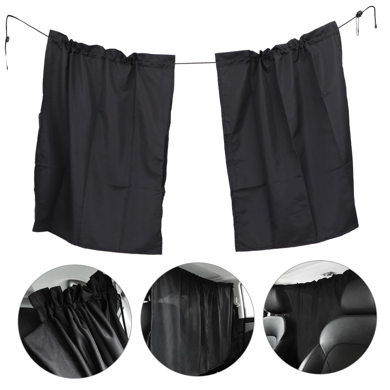 CALLARON Lot De 3 Rideaux De Séparation pour Pare-Brise Arrière De Voiture Amovibles Noirs Flexibles en Maille pour Rideaux Latéraux