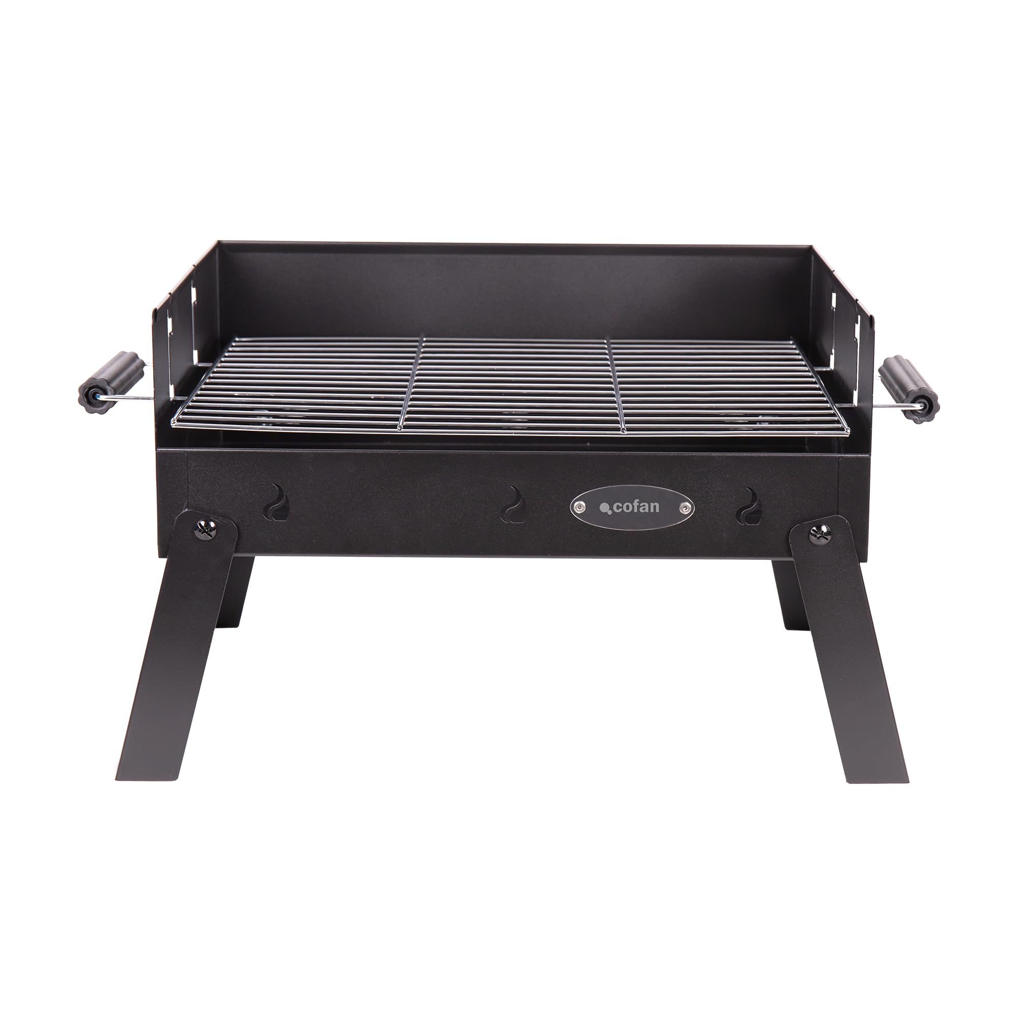 Cofan Barbacoa de carbón portátil | Parrilla de acero cromado | Barbacoa plegable | Con asas laterales | Ideal para camping, jardín y terraza | Medidas: 45,5 x 34,5 x 31,5 cm