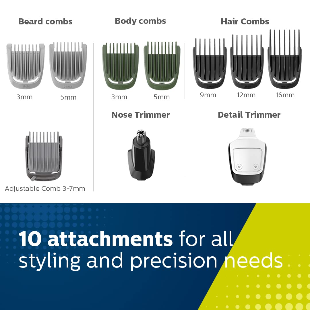 Philips Multi Grooming Kit MG7707/15, 12-in-1, Face, Head and Body - All-in-one Trimmer for Men Power adapt technology for precise trimming, 90 Mins Run Time with Quick Charge - Image 4 thumbnail