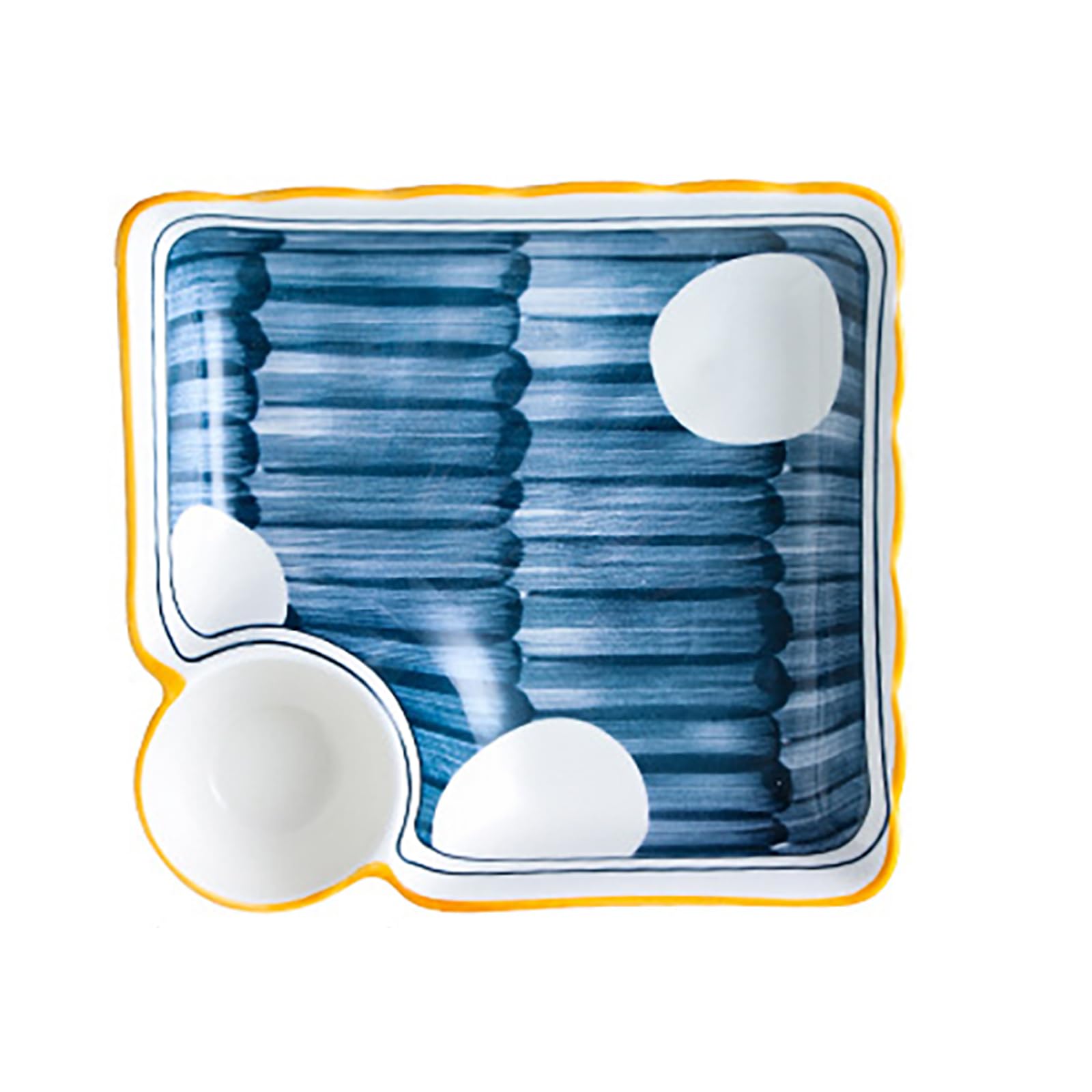 Rishori 3 2-Pack Ceramic Sushi Plate Square Divider Personalized Dumpling Plate Fine Texture With Sauce Compartment For Home Restaurant,