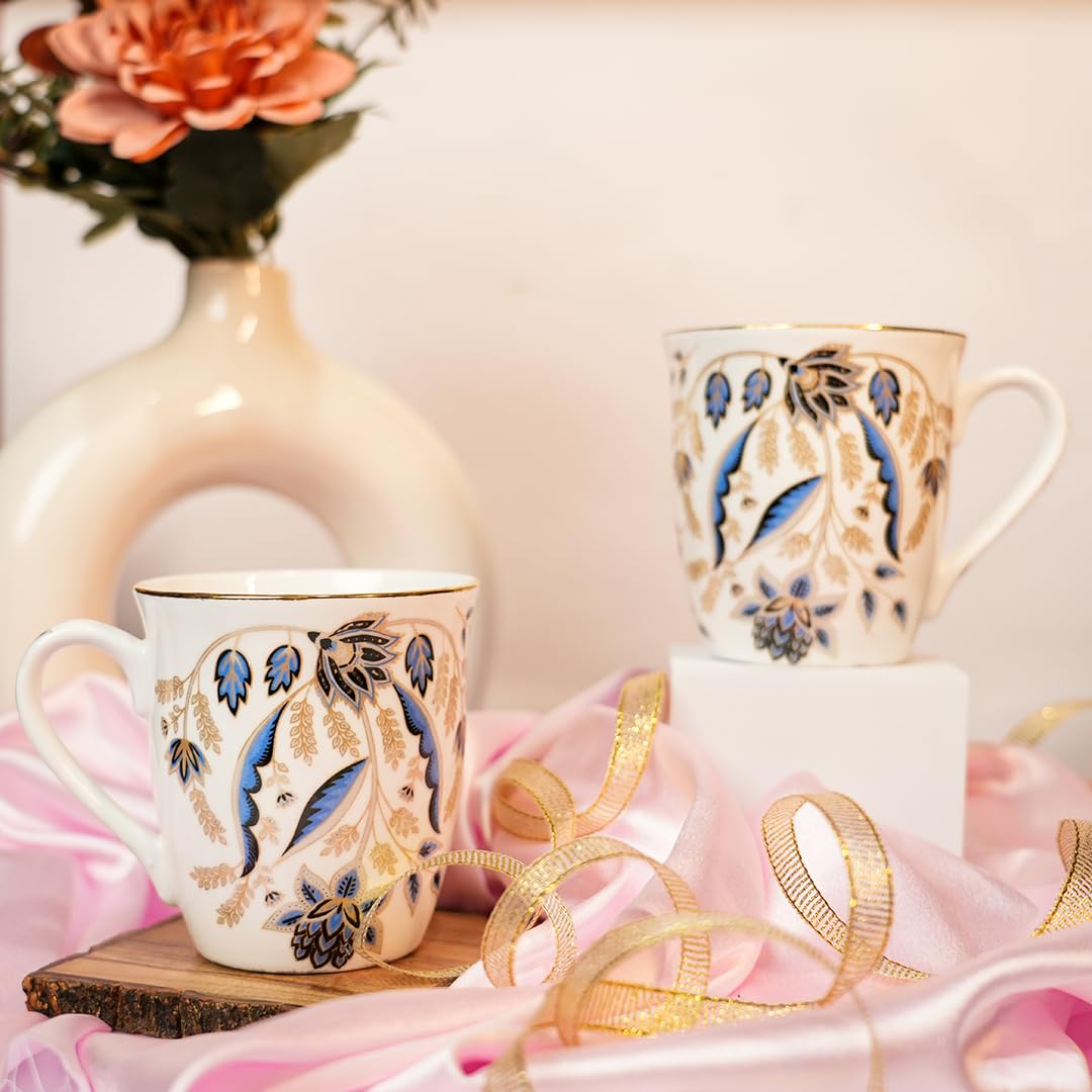 CASAKA Thirst Tamer Bone China Coffee Mugs Gift to Best Friend, Tea Mugs, Microwave Safe Coffee Mugs,(290 ml Each) (Set of 2)