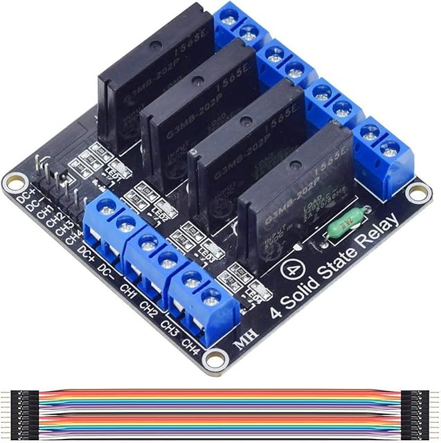 Youmile 5V 4 Channel Solid State Relay Module 250V 2A High Level Trigger Relay for Arduino with Dupont Cable