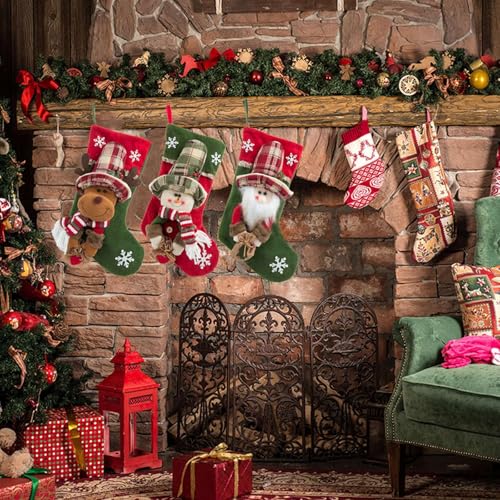 Reindeer Design Soft Fabric Vintage Style Christmas Stocking for Christmas - image 6
