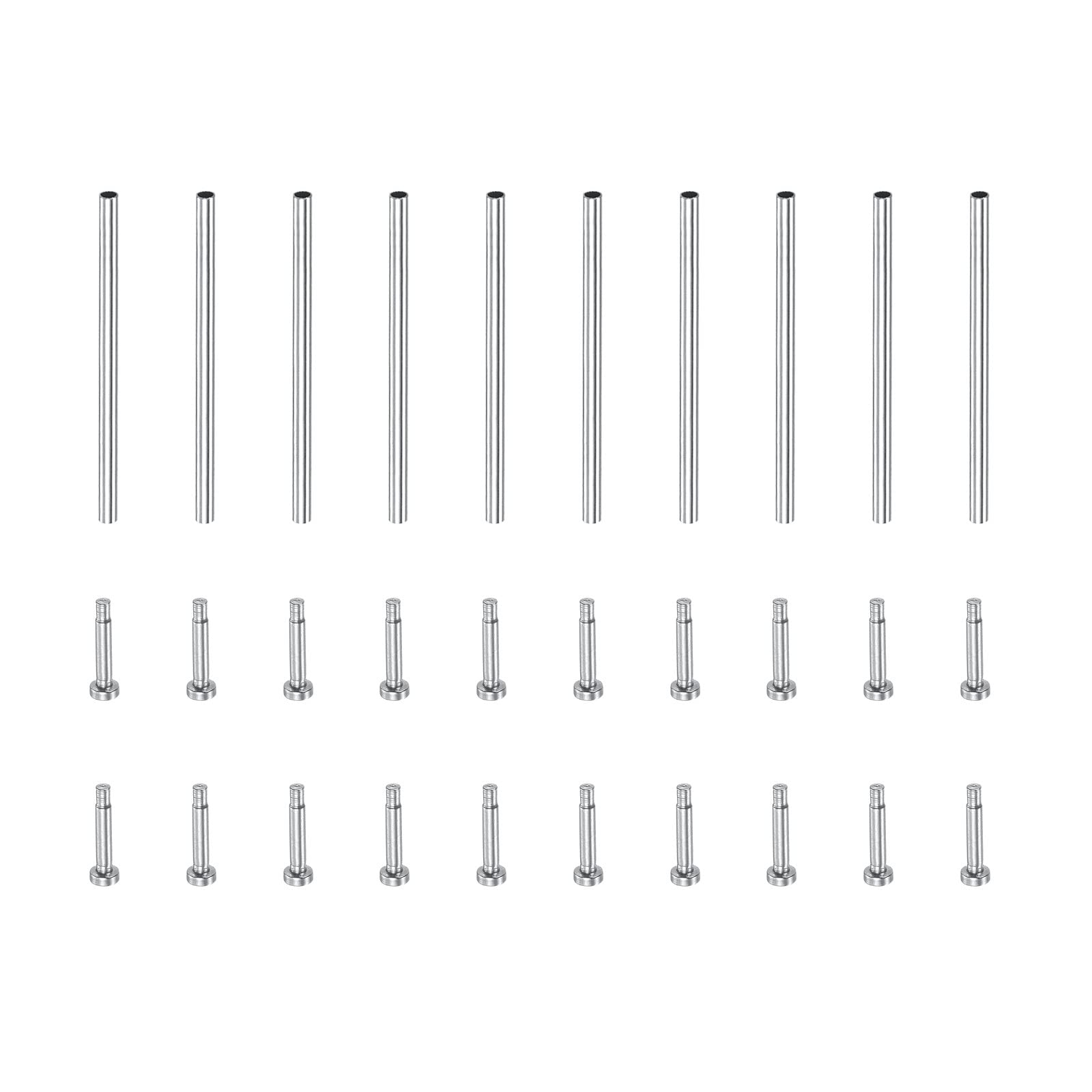 uxcell 18x1mm Stainless Steel Tube Friction Pins Watch Strap Pressure Bars Pin with Rivet Ends Band Clasp Buckle 10Pcs