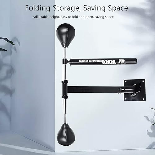 Miniatura 6 de INNOLIFE Barra giratoria de boxeo montada en la pared MMA Speed Trainer con doble bola de boxeo