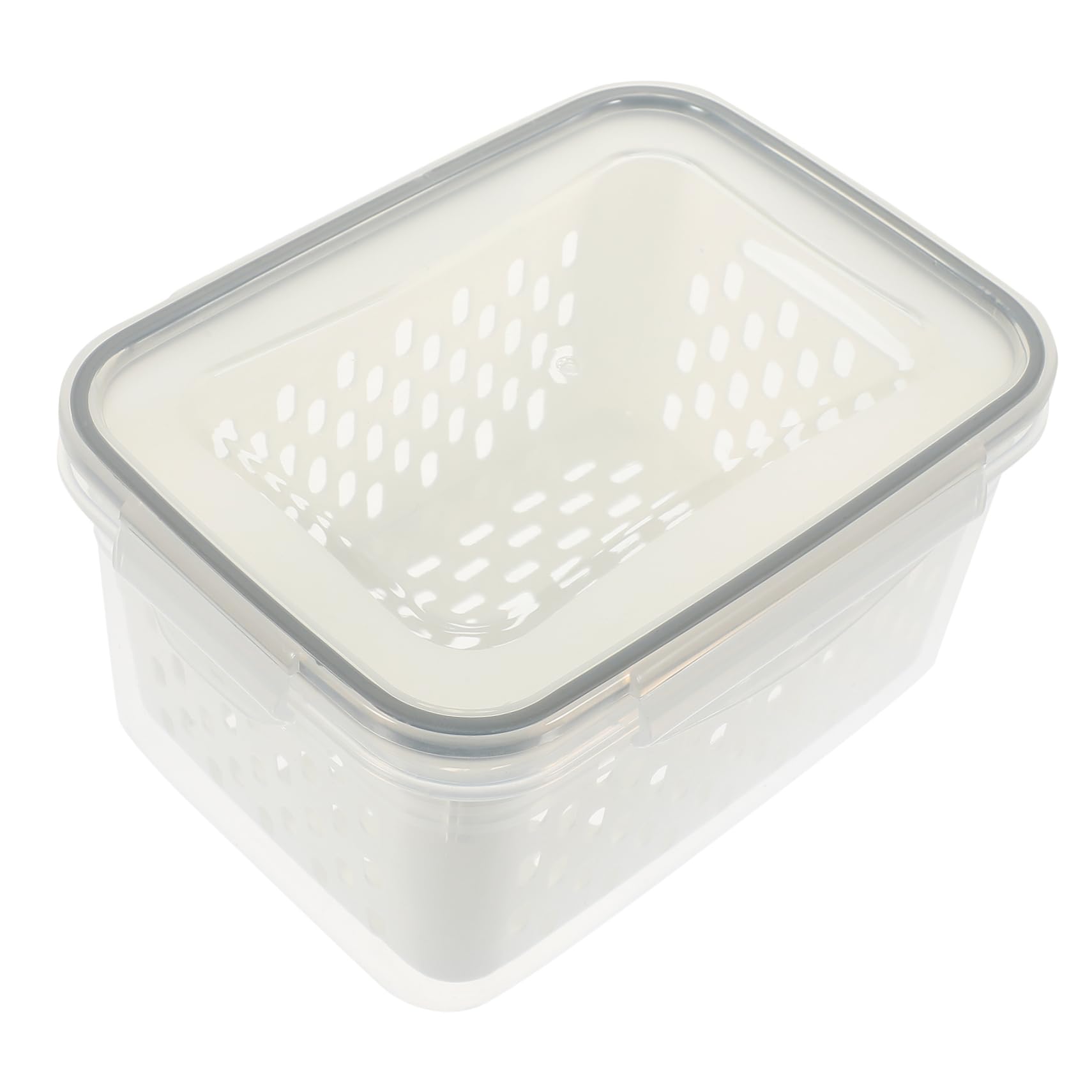 Alipis 1 Set Drain Basket Storage Box Refrigerator Crisper Salad Containers with Lids Pantry-used Drain Basket All-around Kitchen Container Fridge Storage Container Stackable