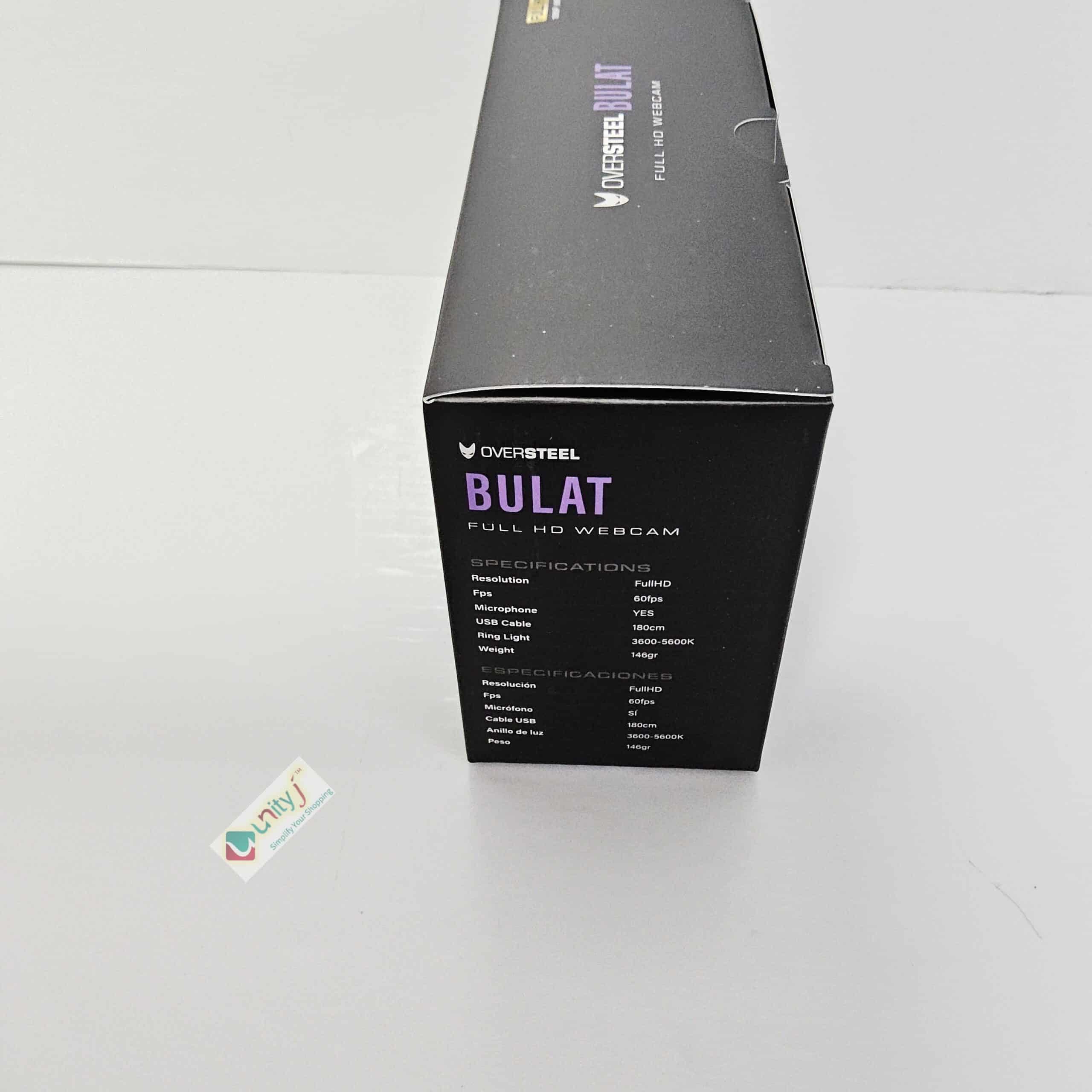 Oversteel - Bulat Webcam 1080P Full HD z mikrofonem i pierścieniem świetlnym, 60 klatek na sekundę, USB 2.0, rozmowy wideo, nagrywanie, konferencje, PC/Mac/Notebook/Tablet/Chromebook