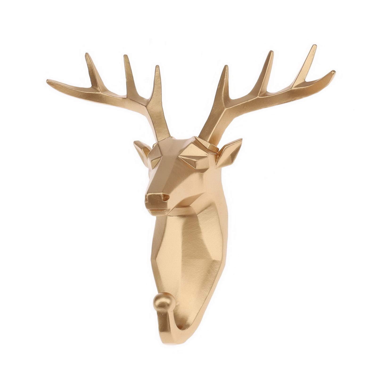 Kepfire Deer Head Hook Antlers Nordic Animal Hook Home Gold Coat Hook Single Wall Decorative Resin Shape Creative Craft Sculpture Hat Key for Hanging Entryway Gift