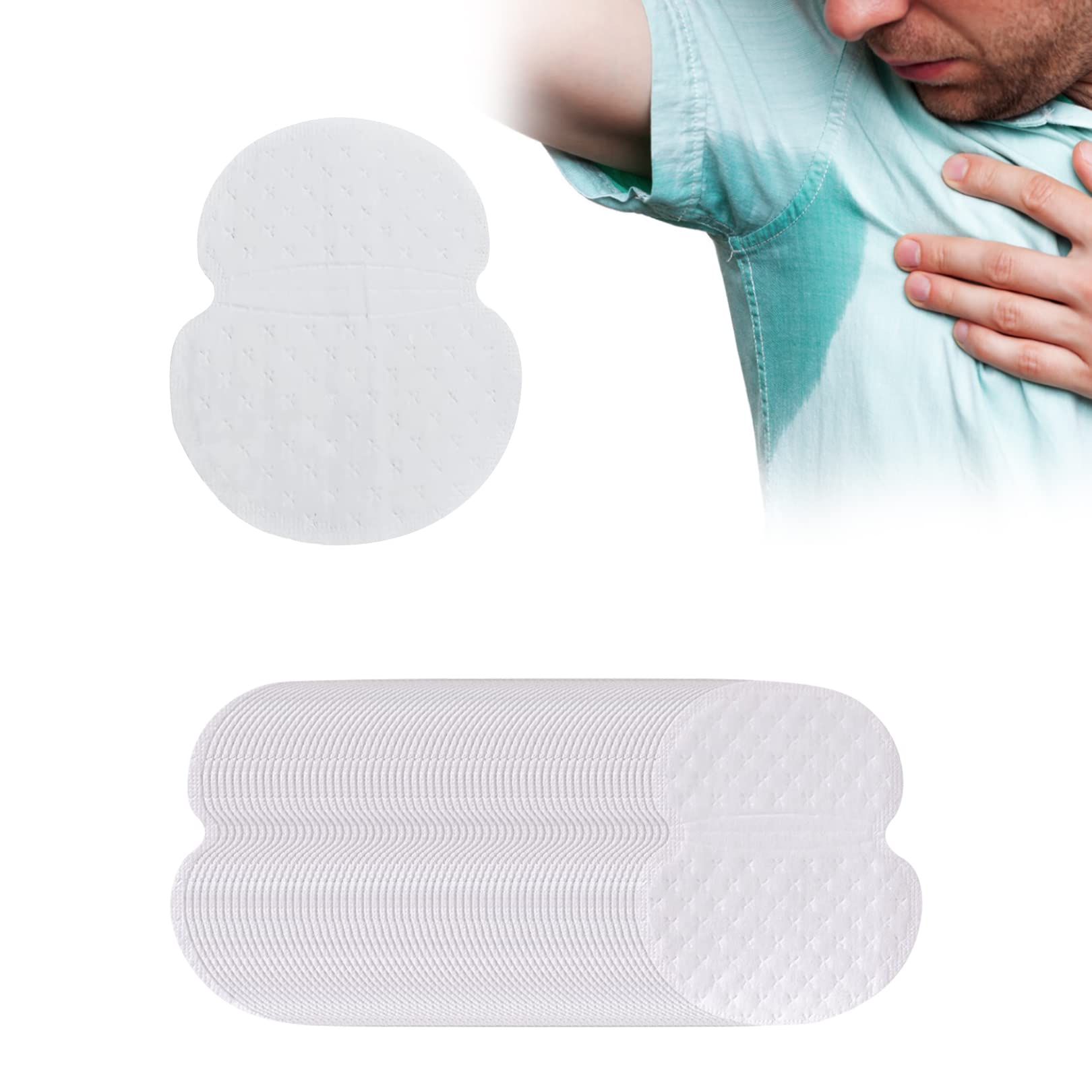 Gunwon 20Pcs Underarm Sweat Pads,Self Adhesive Armpit Sweat Pads Disposable Anti Sweat Pads Invisible Armpit Sheet Sweat Absorbing Pads for Women and Men to Keep Underarm Dry and Clothes Clean,white