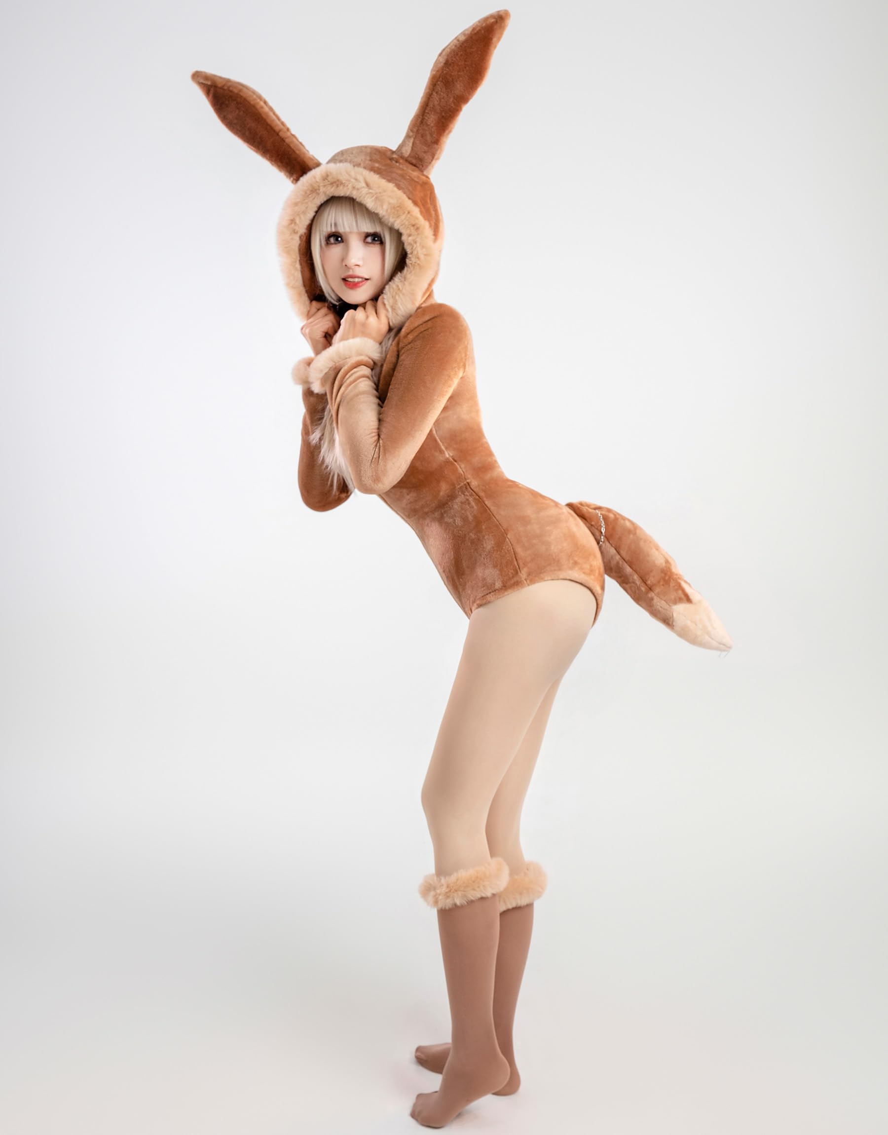 Mobbunny Women Onesie Animal Romper Fuzzy Pajamas Brown Loungewear Fluffy Hooded Homewear Christmas Halloween Cosplay: Medium Brown