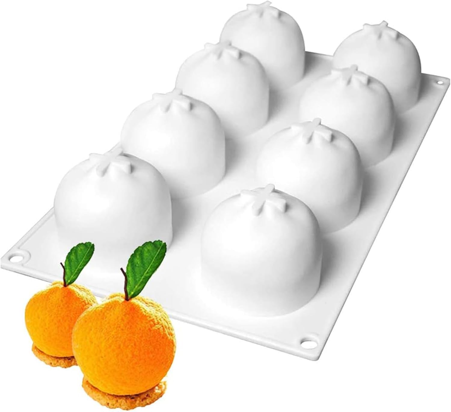 Orange Silicone Mold for Baking Mousse Cake Chocolate Fruit Dessert Pudding Jelly Ice Cream Mould, Cake Decoration Mold Non-Stick and Easy Release 3D Orange Shape (8-Cavity)-image-13