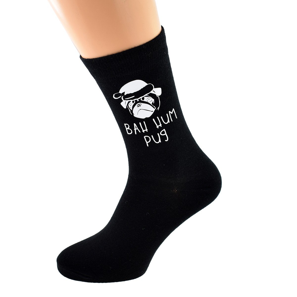 Bah Hum Pug Design Mens Black Socks (X6N696)