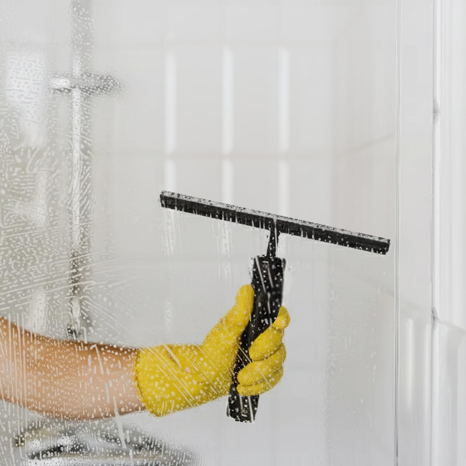 Tergivetro per Doccia, Tergivetro da Bagno, Retrattile 25-95cm Tergicristallo per Doccia, Tergicristallo Doccia Nero per Finestre,Specchi,Bagno Pulire Superfici Lisce