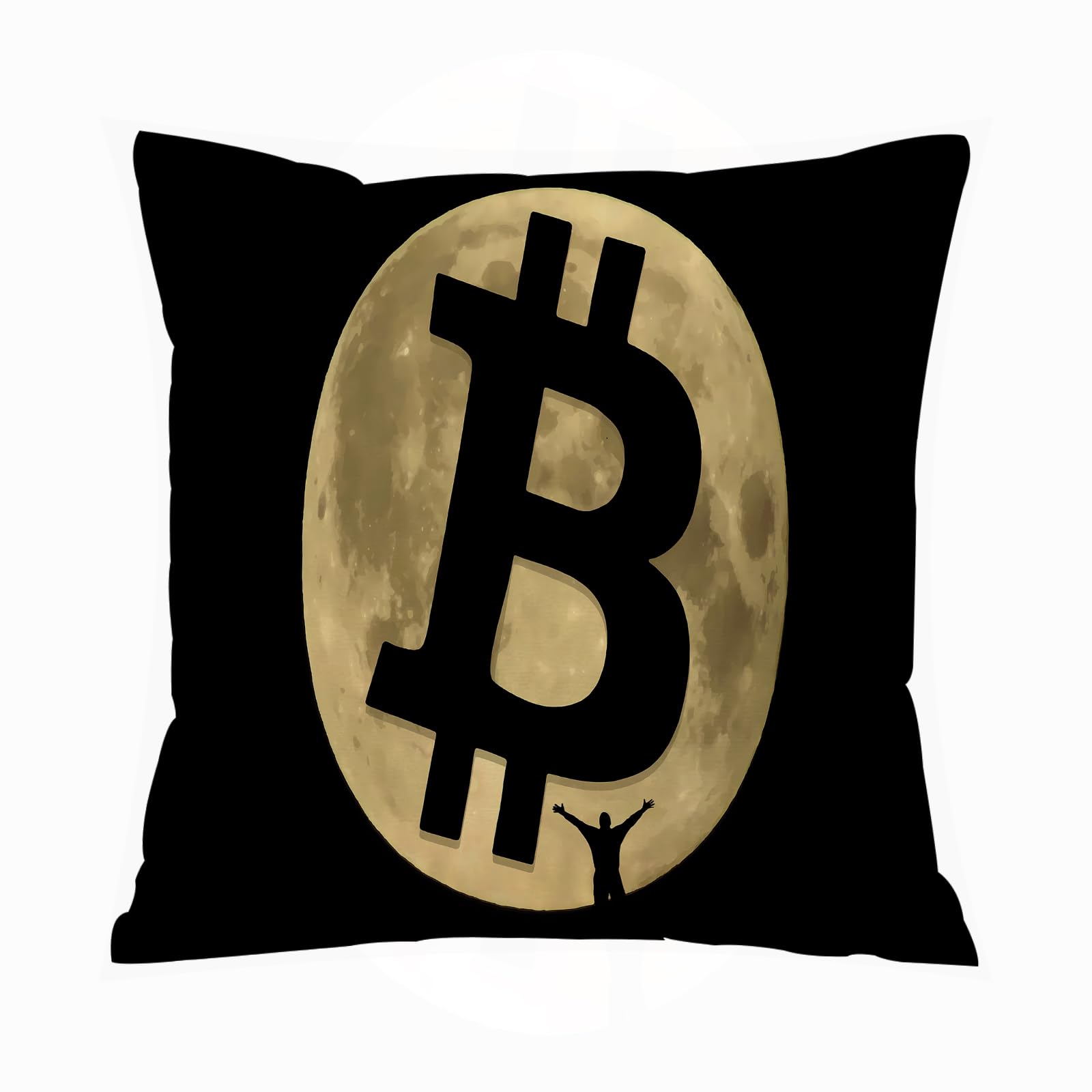 ERRTU Throw Pillow Case Pillowcase Square Printed Cushion Cover for Living Room Sofa Couch Bed Car,The moon a bitcoin sign and a human figure. Vector Format.,20x20 in