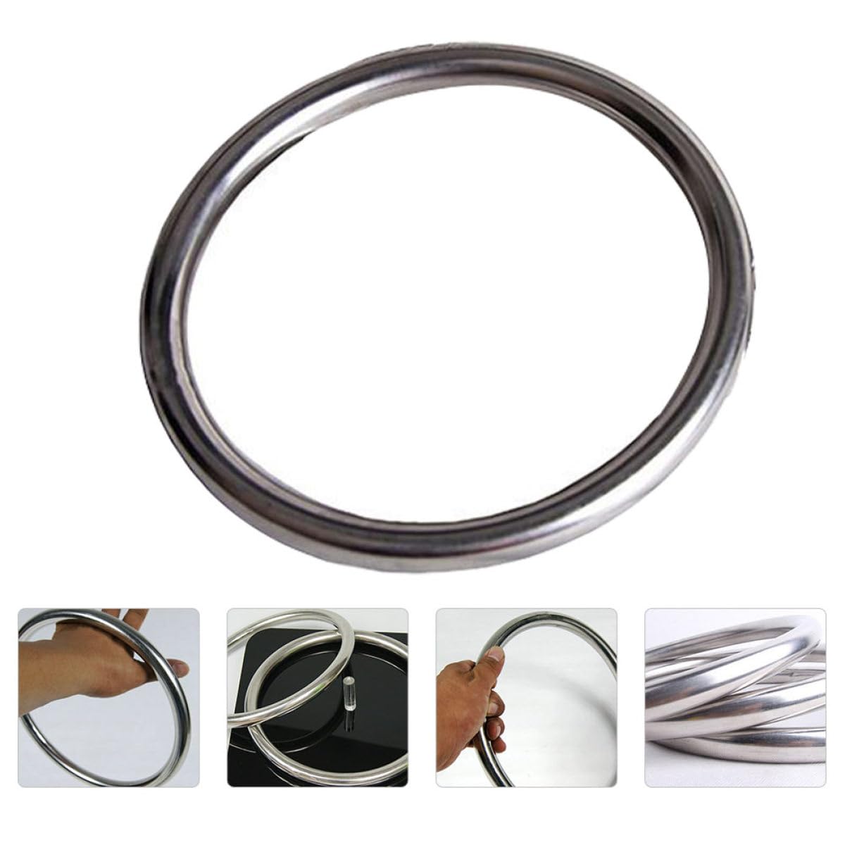 Operitacx Verstellbare Ringe Silber aus Edelstahl Robuster Armtrainingsring zum Krafttraining im Sommer Strapazierfähiger Edelstahlkreis für Männer und Griffverstärker