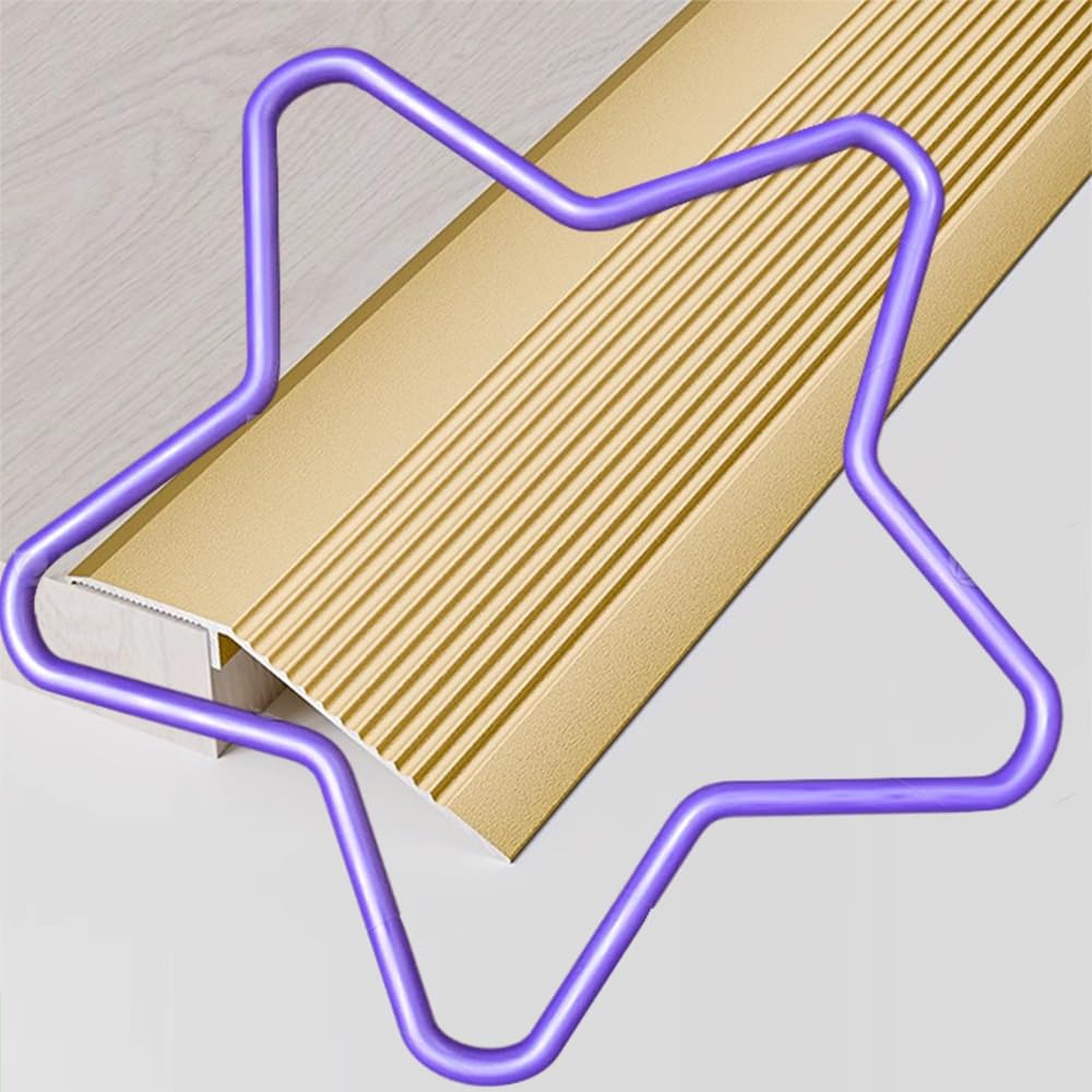 BGBZHMMEE Aluminum Carpet Floor Transition Strip For Tile To Laminate, 4inch Wide Floor Transition Threshold Strip, Suitable For Threshold Height Less Than 1.6 Inch ﻿(Gold)