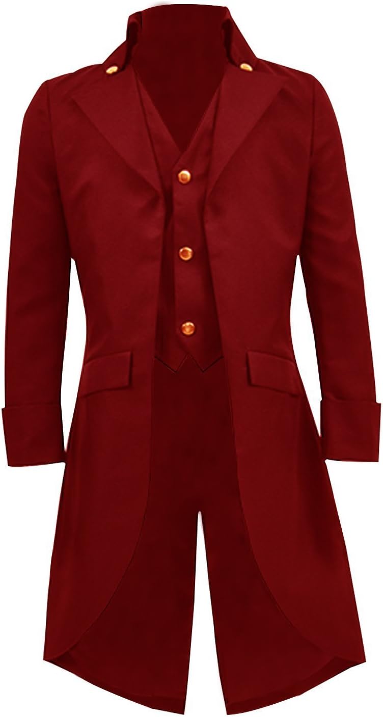 Boys Gothic Tailcoat Jacket Steampunk Long Coat Halloween Outerwear