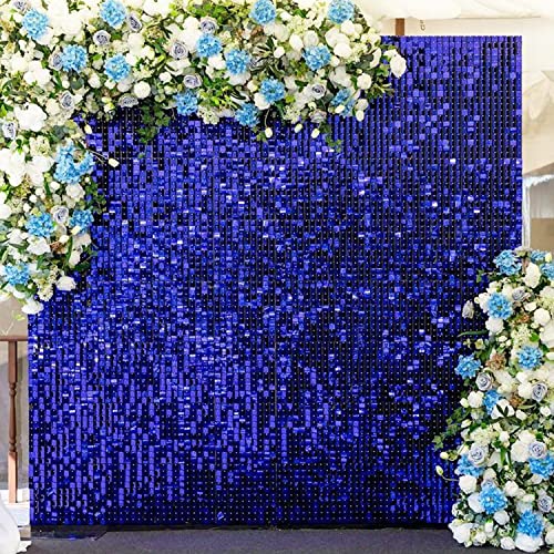 Image of COKAOBE Blue Shimmer Wall Backdrop, 36PCS Square Sequin Shimmer Backdrop Panel, Photo Backdrops for Birthday, Anniversary, Wedding, Graduation & Bachelorette Party Decoration