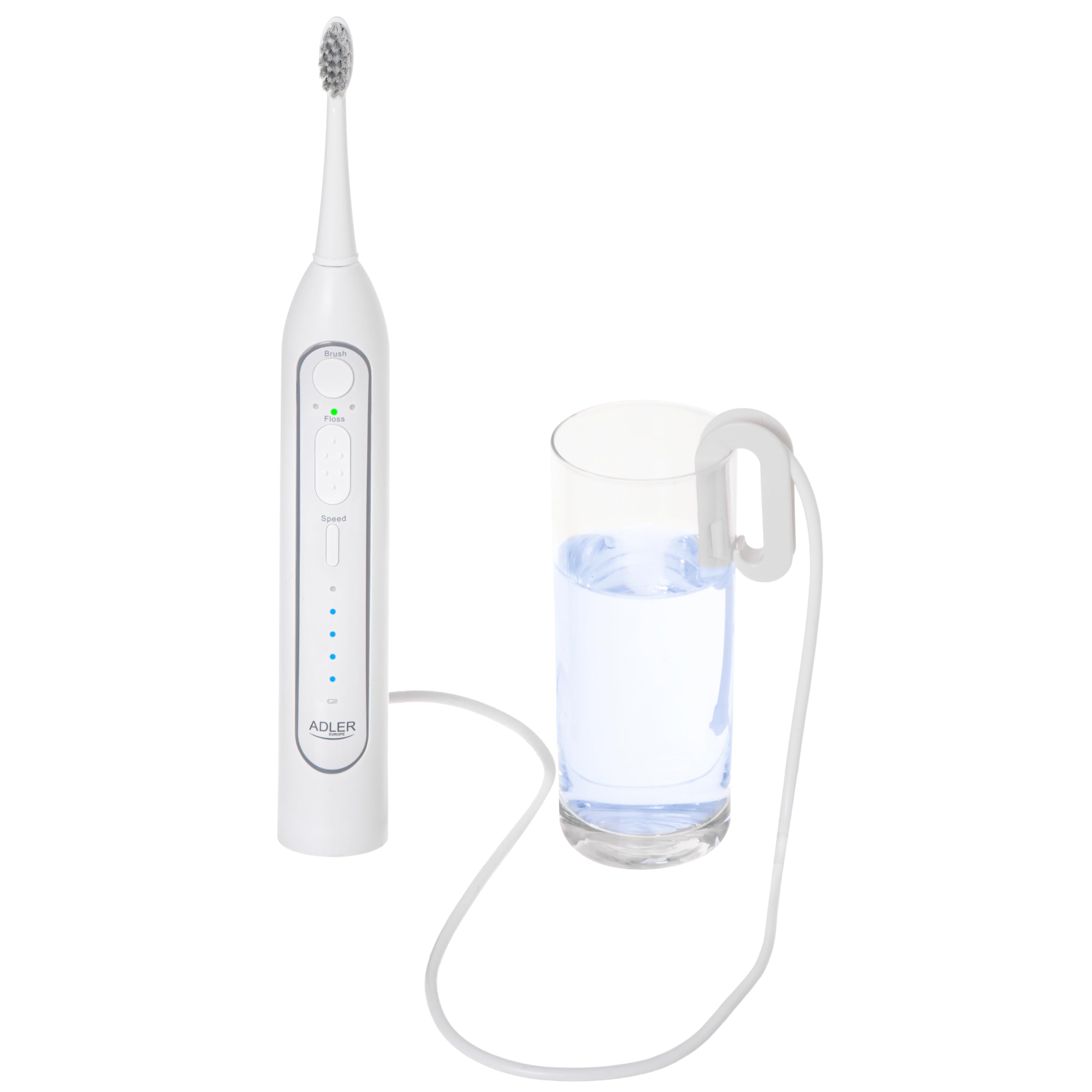 ADLER Irrigador dental 2 en 1 con cepillo sónico blanco