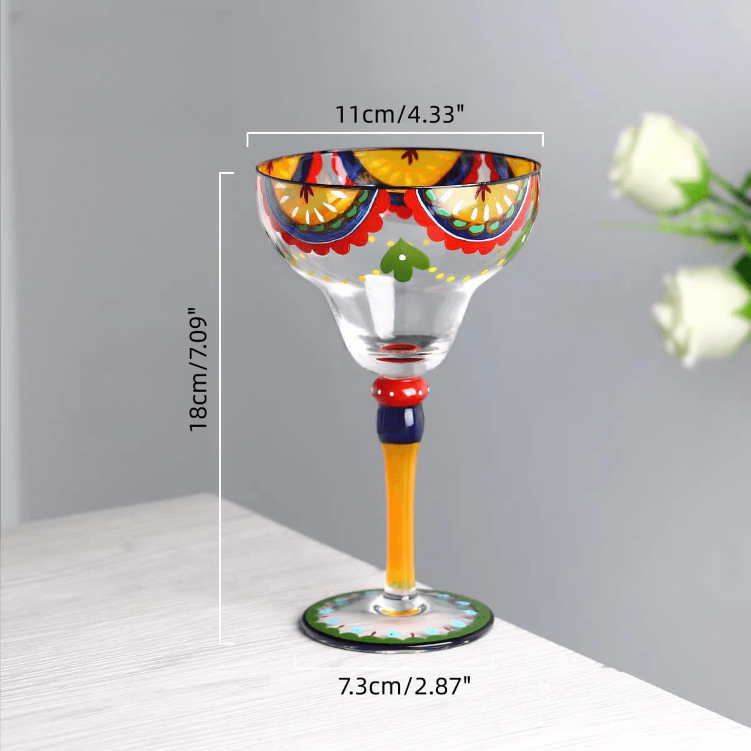 Supercap - Vasos de margarita, vasos soplados a mano para cócteles, vasos de bar clásicos, perfectos para el hogar, restaurantes y fiestas, 1 unidad