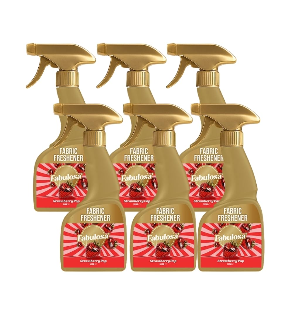 Fabulosa Multi Purpose Room and Fabric Freshener, Antibacterial Disinfectant and Sanitising Cleaning Spray, 500ml, 6 Pack, Strawberry Pop