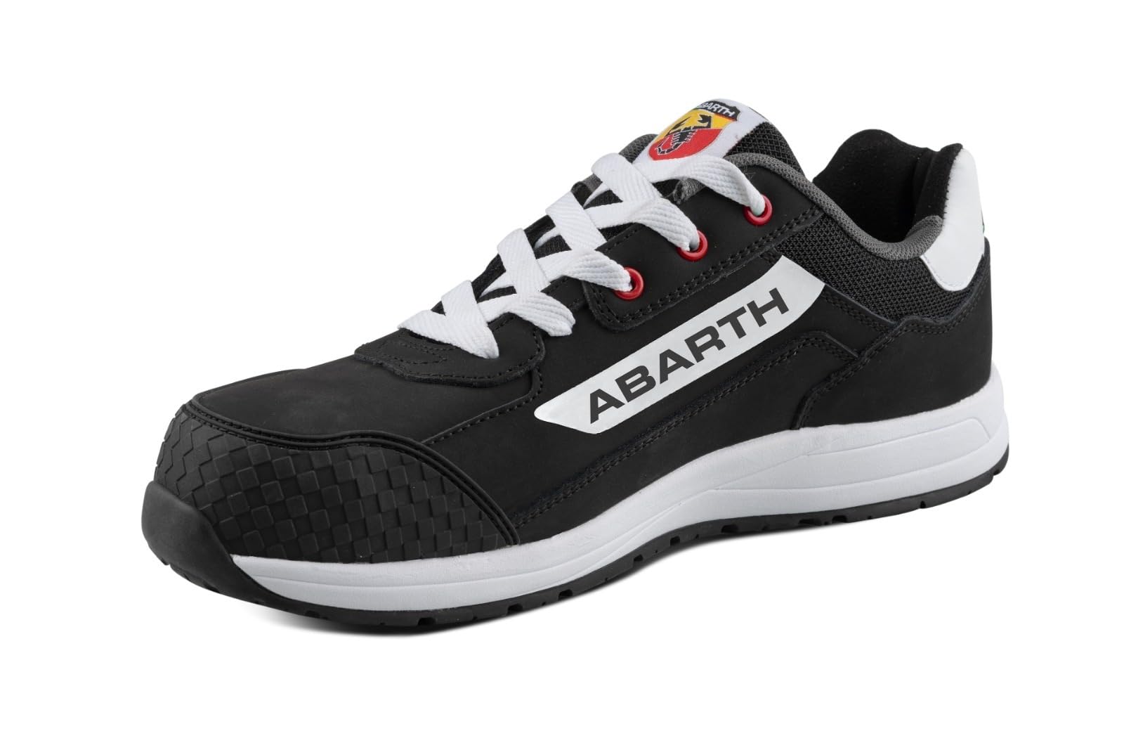 Abarth 595 Buty ochronne S3 czarne w skórze akcji, hydrofobowe, palce z włókna szklanego, bez metalu, Czarny (Black), 43 EU