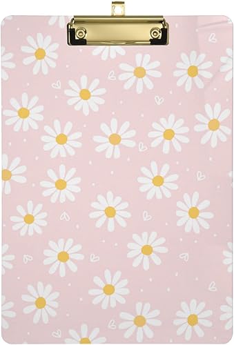 Gredecor Portapapeles acrílico con diseño de corazones pequeños y margaritas, para oficina, escuela, enfermería, tamaño de letra A4, 9 x 12.5 disponible en Yaxa El Salvador