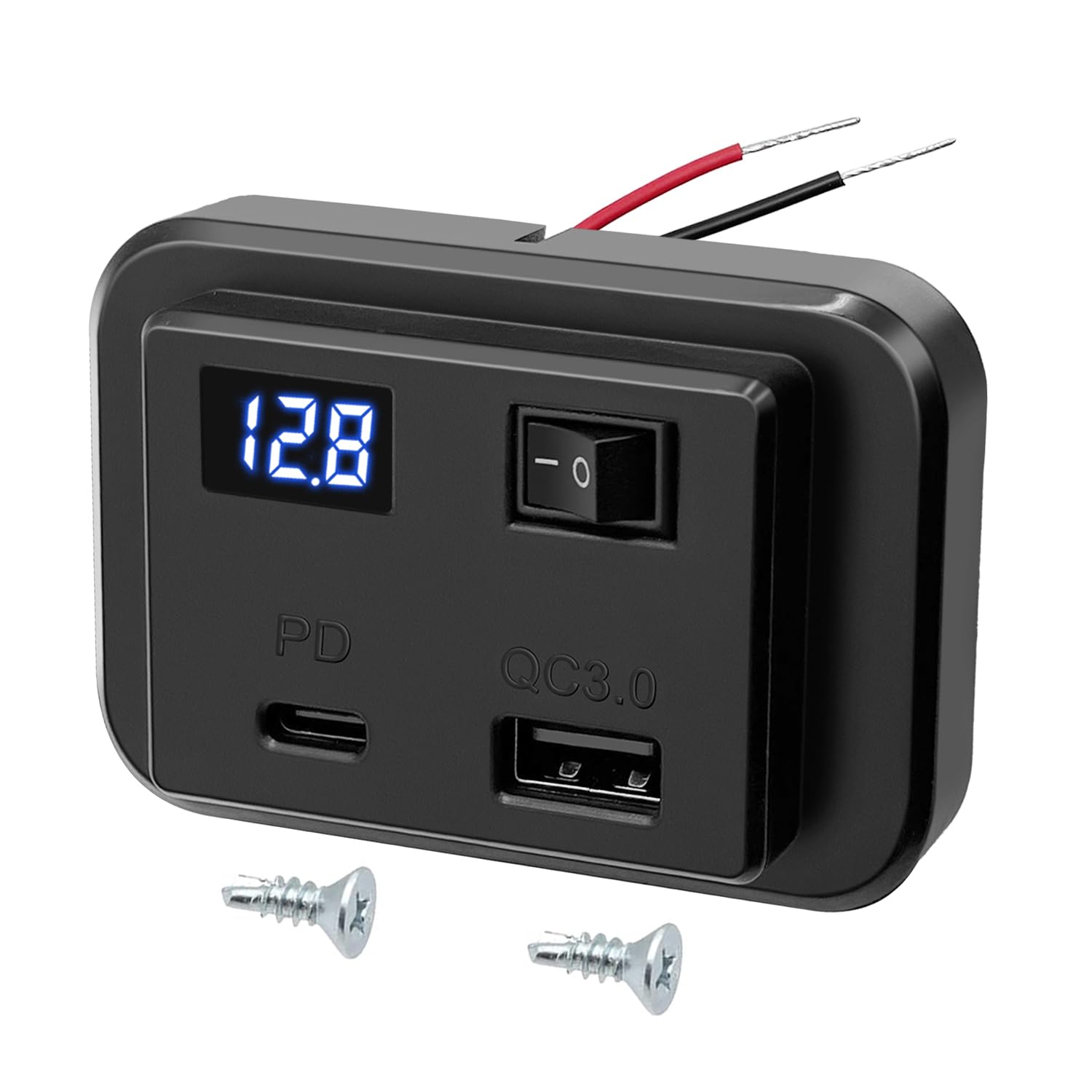 Caricabatterie Auto 66W 5-in-1 Con Voltmetro LED - Doppia USB QC3.0 E Type-C PD 20W Per Auto 12V/24V - Foto 3