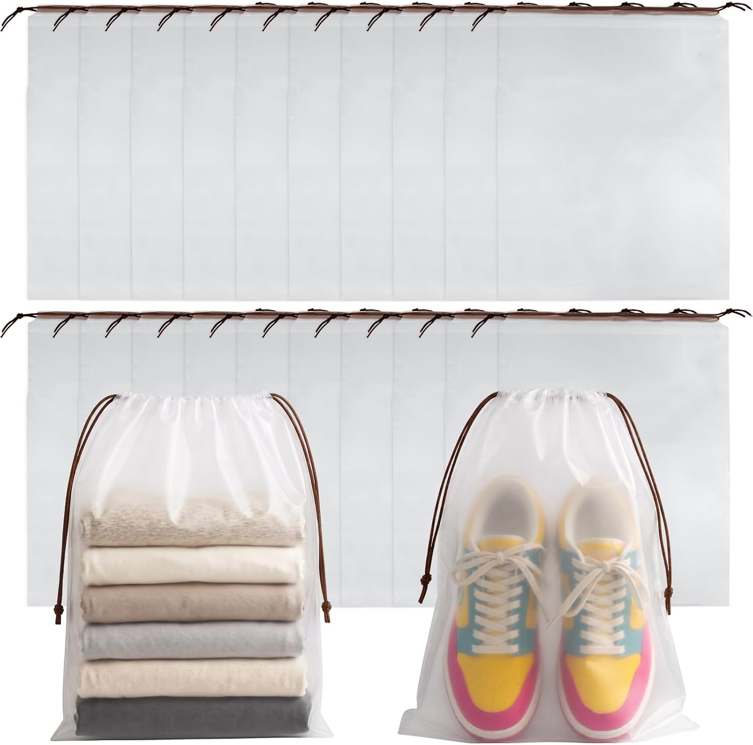 20 Pcs Clear Shoe Bags for Travel Storage, 11.8"x15.7" Shoe Bag Bulk