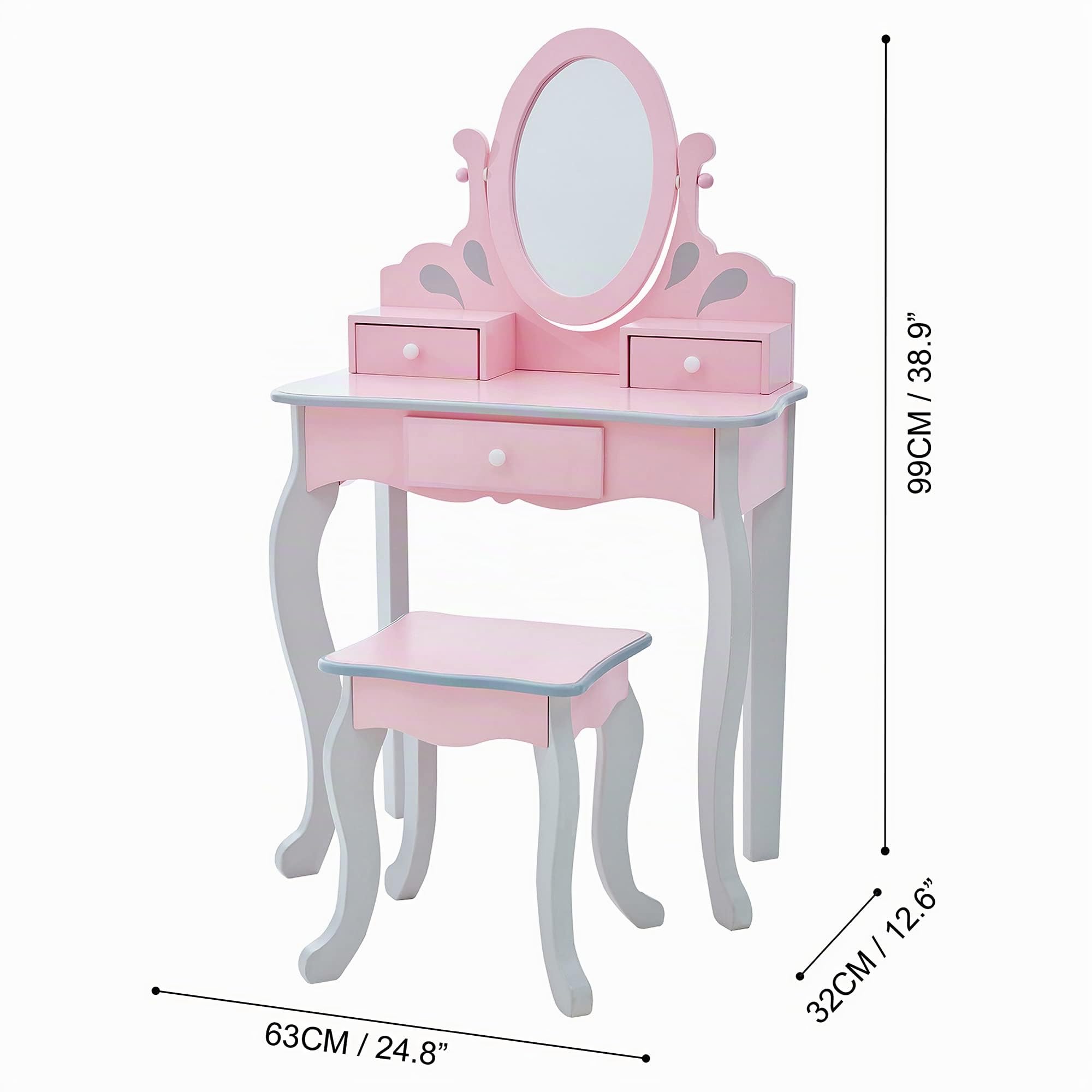 Fantasy Fields Kinder Schminktisch mit Spiegel und Hocker Frisiertisch Roze TD-12851A