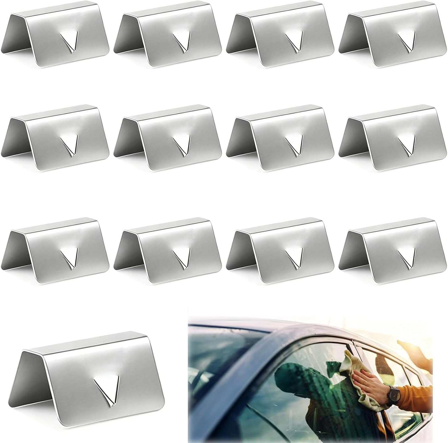 WENINETIES 12 Pcs Wind Deflector Clips for Audi A6 Limousine (4G, C7), Premium Stainless Steel In Channel Retaining Clamps Car Window Visor Fixing