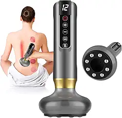 Ferramenta de massagem de celulite, massageador elétrico de celulite removedor de gordura com 12 modos de sucção, recarregável e sem fio, massageador inteligente para braços, pernas e costas (Cinza)