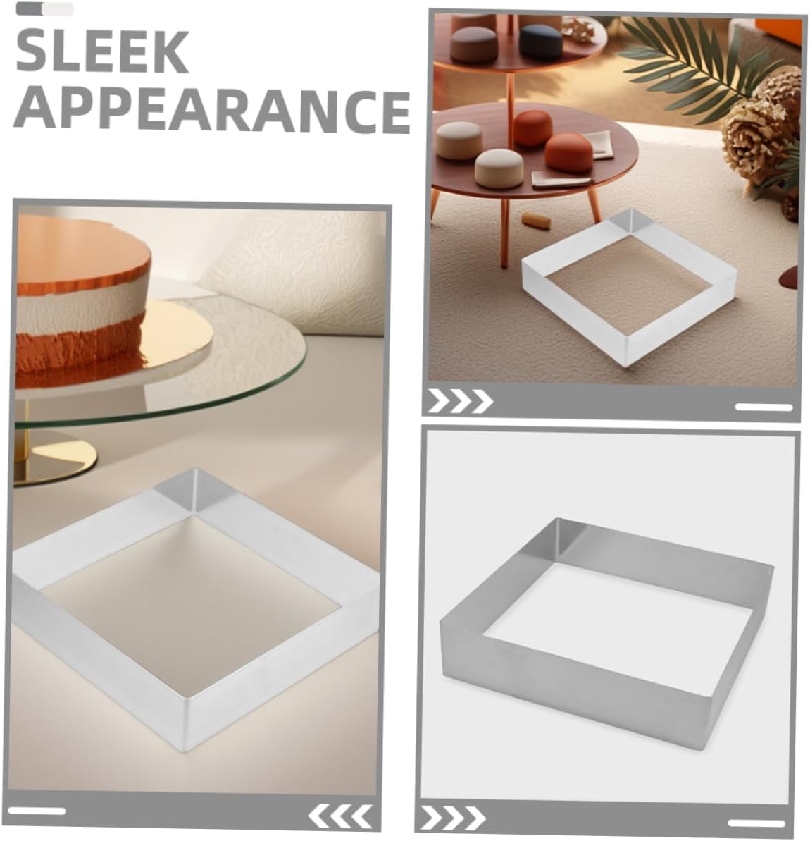 2pcs Square Stainless Steel Mousse Ring Precise Cake Mold for Baking Puddings Chocolates Desserts Baking Tool for Home Parties Celebrations
