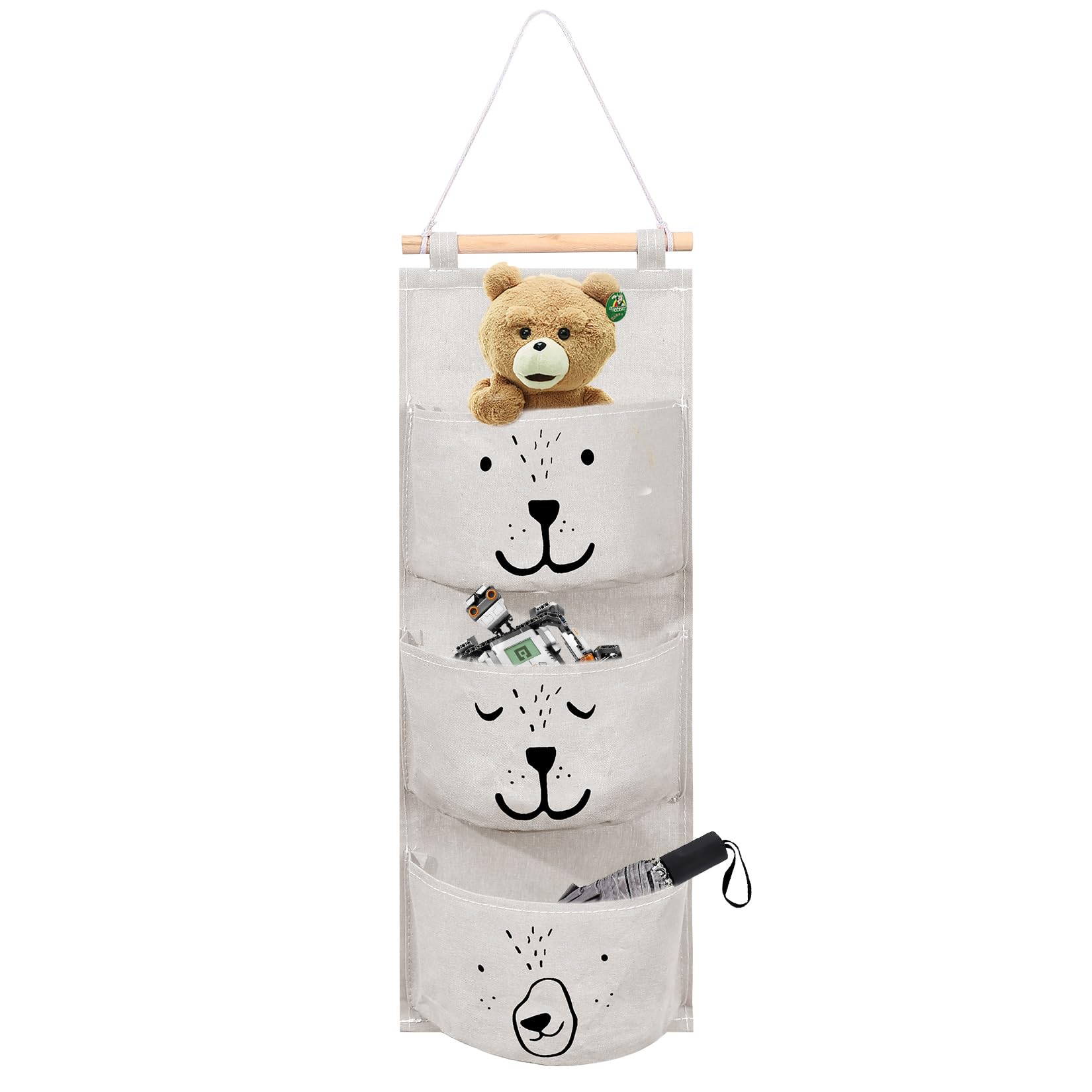 Gaomoeny Wand Hängen Tasche, Wand hängender Aufbewahrungstasche, Badezimmer Hängende Tasche, Faltbare Hängetasche Organizer mit 3 Taschen für Badezimmer Kinderzimmer Schlafzimmer (Weiß)