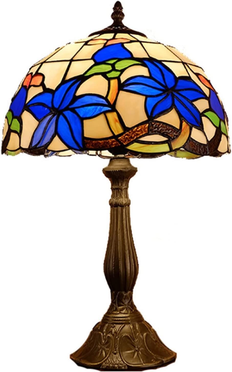 schöne Glaslampe schöne Glas Tischlampe Leselampe Nacht Lampe Persönlichkeit Blau Gardenia Buntglas Schreibtisch Lichter für Wohnzimmer Schlafzimmer Nachttische doppelte Komfort
