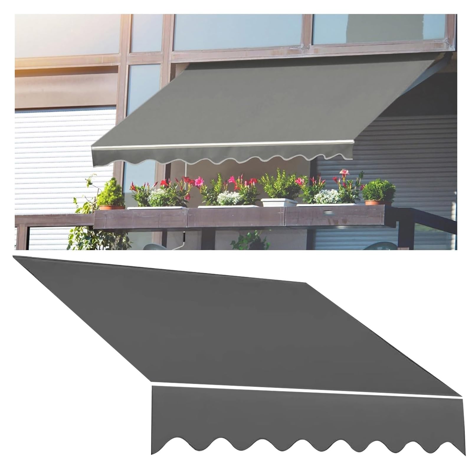 Toile pour auvent de terrasse polyester imperméable store banne 3.6x2.5