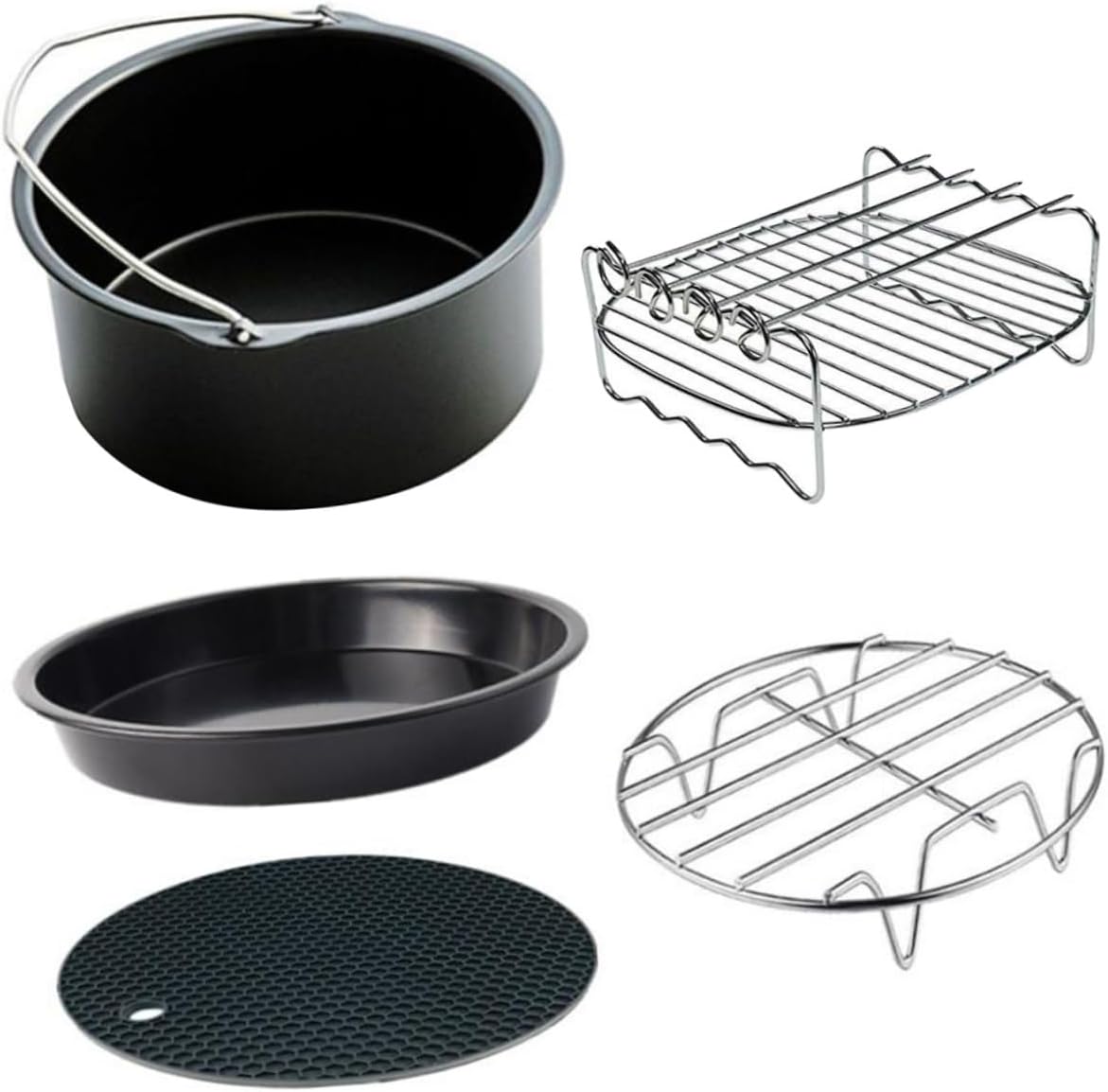 Cabilock 5pcs Air Fryer Accessories Includes Baking Cake Pot Pizza Pan and Grill Tools for and Cleaning and Cold for Home Use