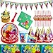IOSCDH 78pcs Stoviglie a tema sesamo, Decorazione per feste, Stoviglie per Feste a strada Tema,Set Articoli per personaggi dei cartoni animati,Kit feste forniture,Decorazioni Stoviglie per Compleanno
