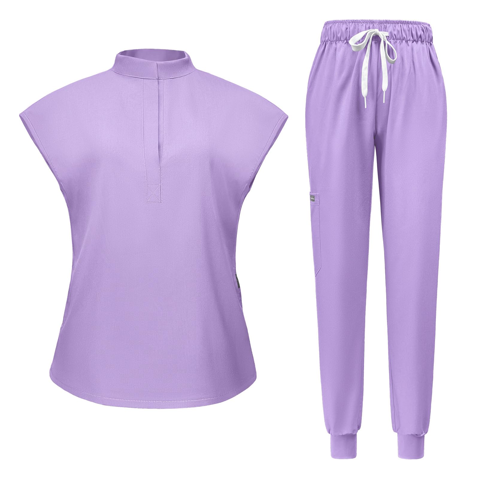 Levao 2024 Newest Scrubs Set for Women, 6 Pocket Modern Medical Workwear Nurse Uniforms Set Scrub Top & Jogger Pants — view 15