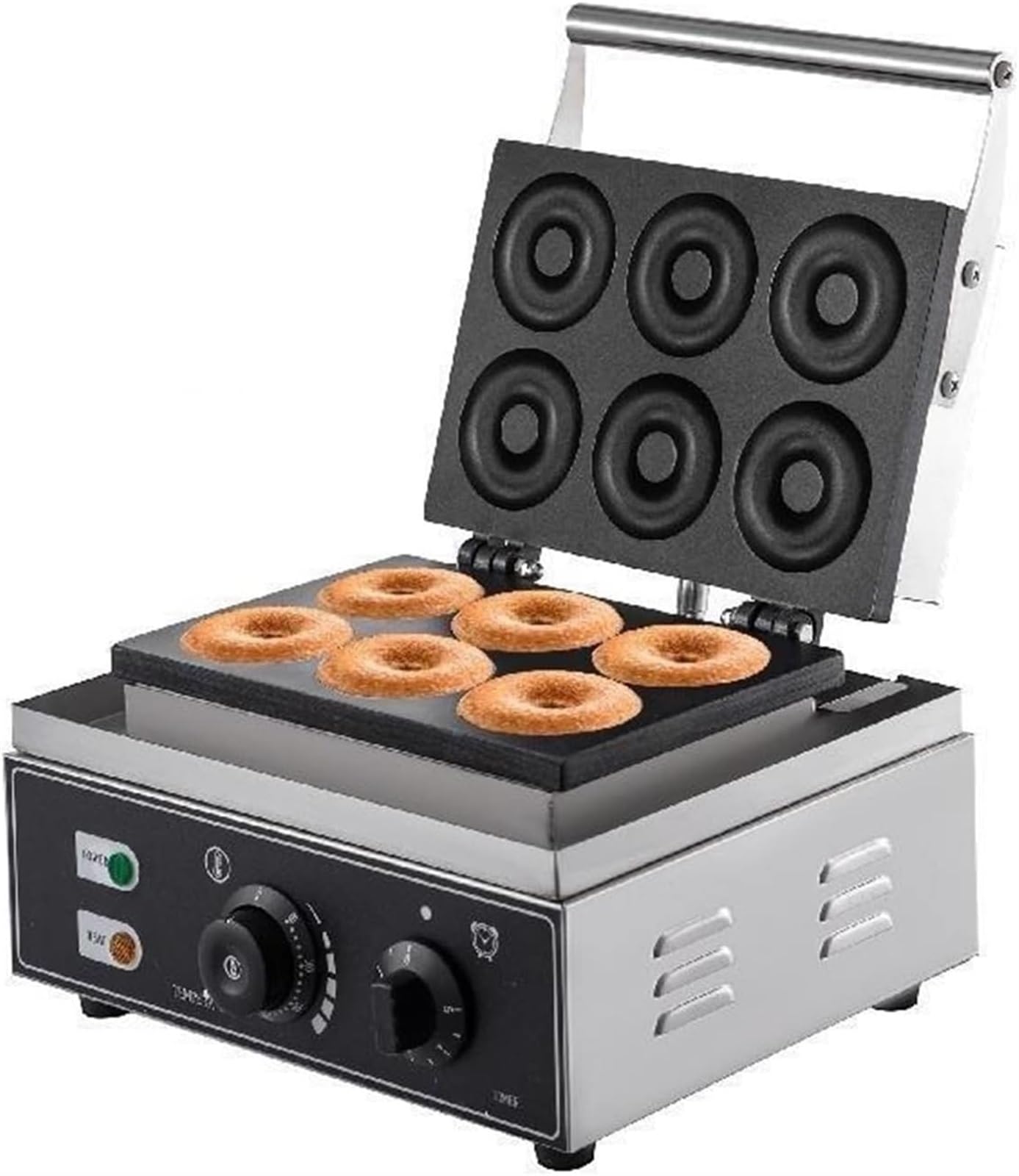 Máquina eléctrica para Hacer donas Dulces de 6 Agujeros, de Acero Inoxidable Antiadherente, para Uso Comercial, para Hacer donas, Waffles y Galletas Gaufriers, electrodoméstico de,