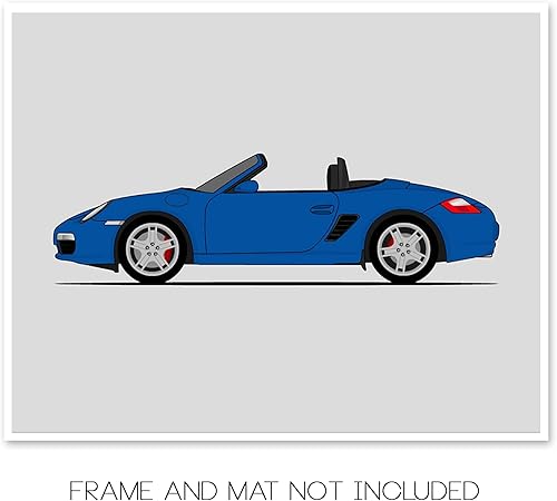 Miniatura 2 de Custom Car Posters Póster hecho a mano compatible con Porsche Boxster 987 (2004-2008) (perfil lateral), decoración de pared, impresión satinada de 8
