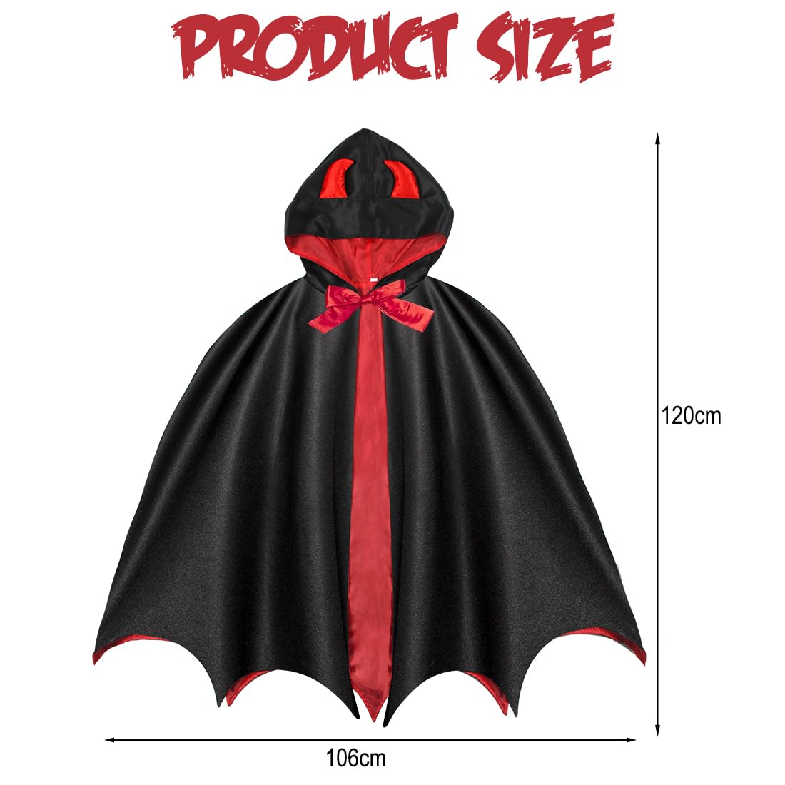 GTJEOI Costume da Vampiro di Carnevale, 90 CM Mantello Vampiro Bambino, Dracula Costume per i bambini, vampiro Costume Ragazzi con Sangue Finto, Denti vamp-iro, per Carnevale e Cosplay