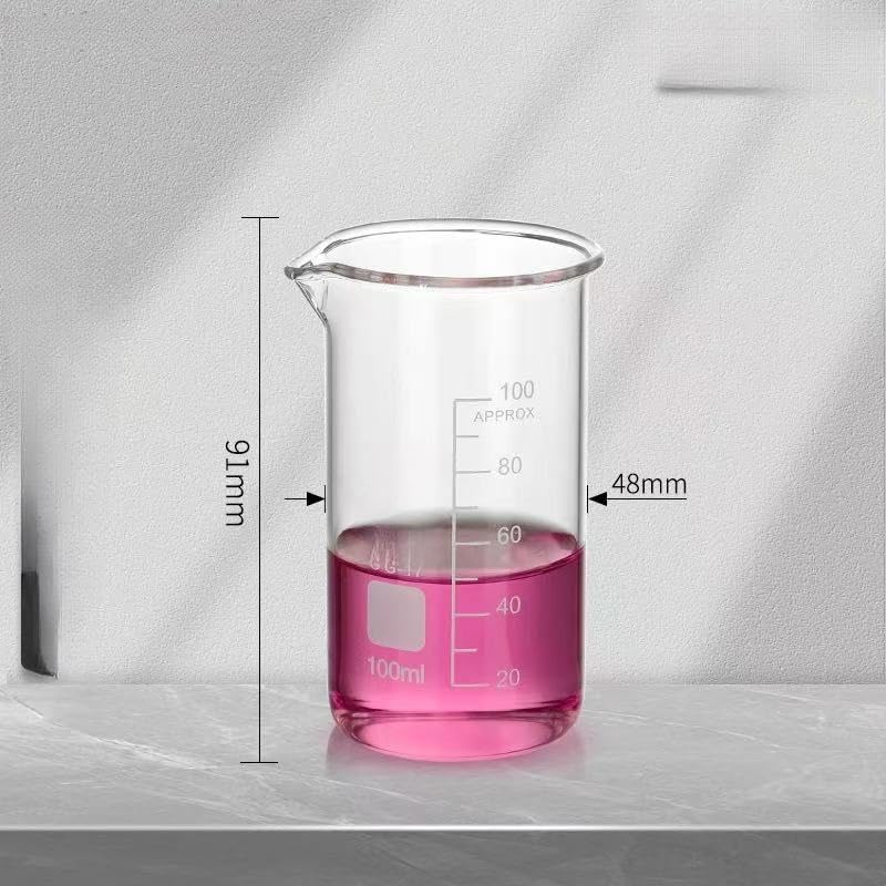 Probeta graduada de vidrio, Juego de vasos altos vidrio borosilicato 50 ml a 2000(100ml)