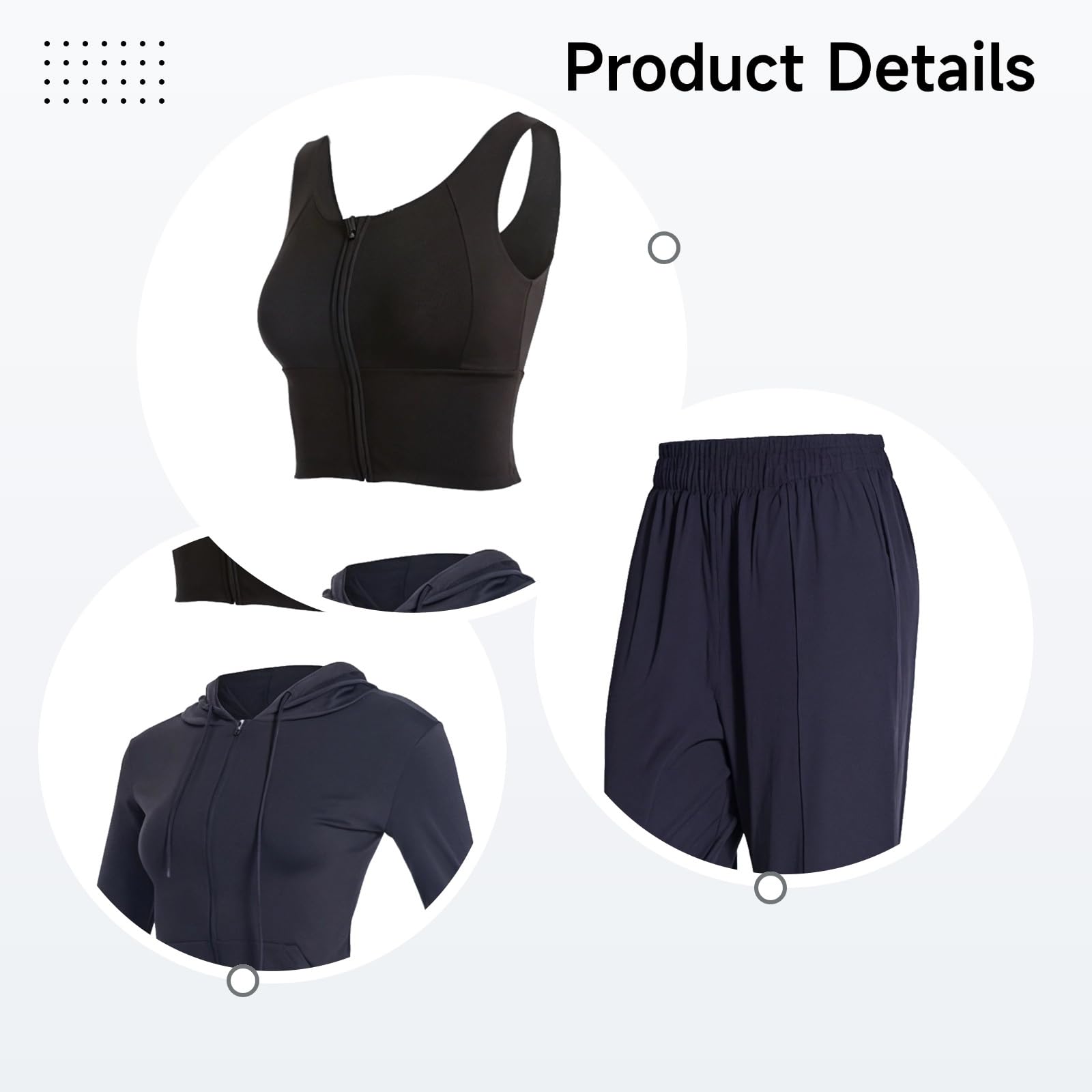 Xxl - Conjunto de entrenamiento de 3 piezas para mujer, brasier deportivo, chaqueta y pantalones deportivos, transpirable y tela