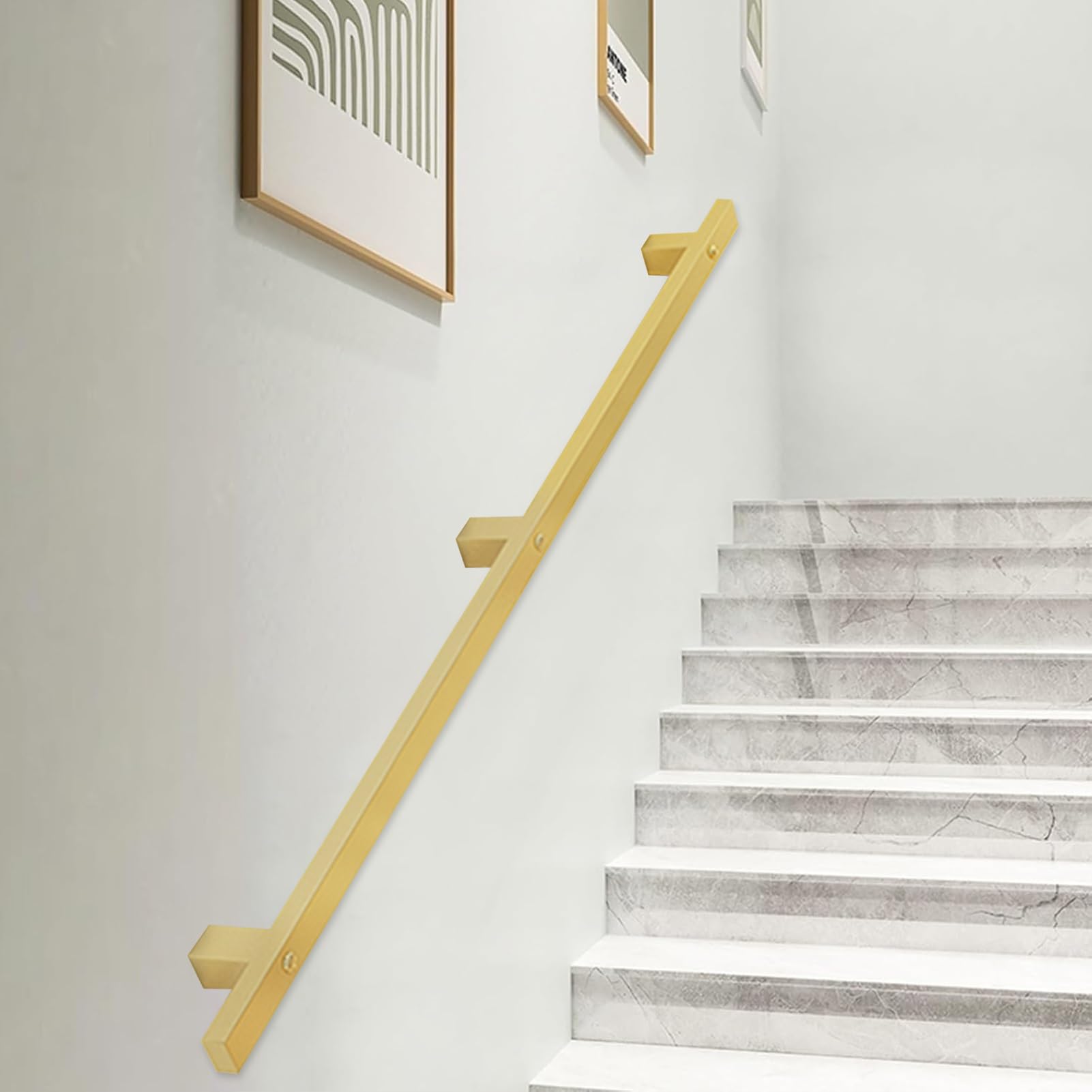 Corrimano per scale in oro per interni/esterni, balaustra in ferro battuto montata a parete, barra di sostegno antiscivolo per ringhiera di sicurezza del corridoio del loft di casa, tubo quadrato(270c