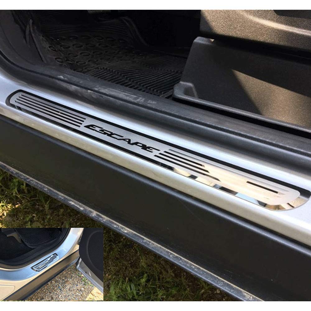 4Pcs Door Sills Kick Plates Protector, for FORD ESCAPE 2014 2015 2016 2017 2018 2019 2020 Car Pedal Cover Ultra-thin Stainless Steel Guard Threshold Strip Scuff