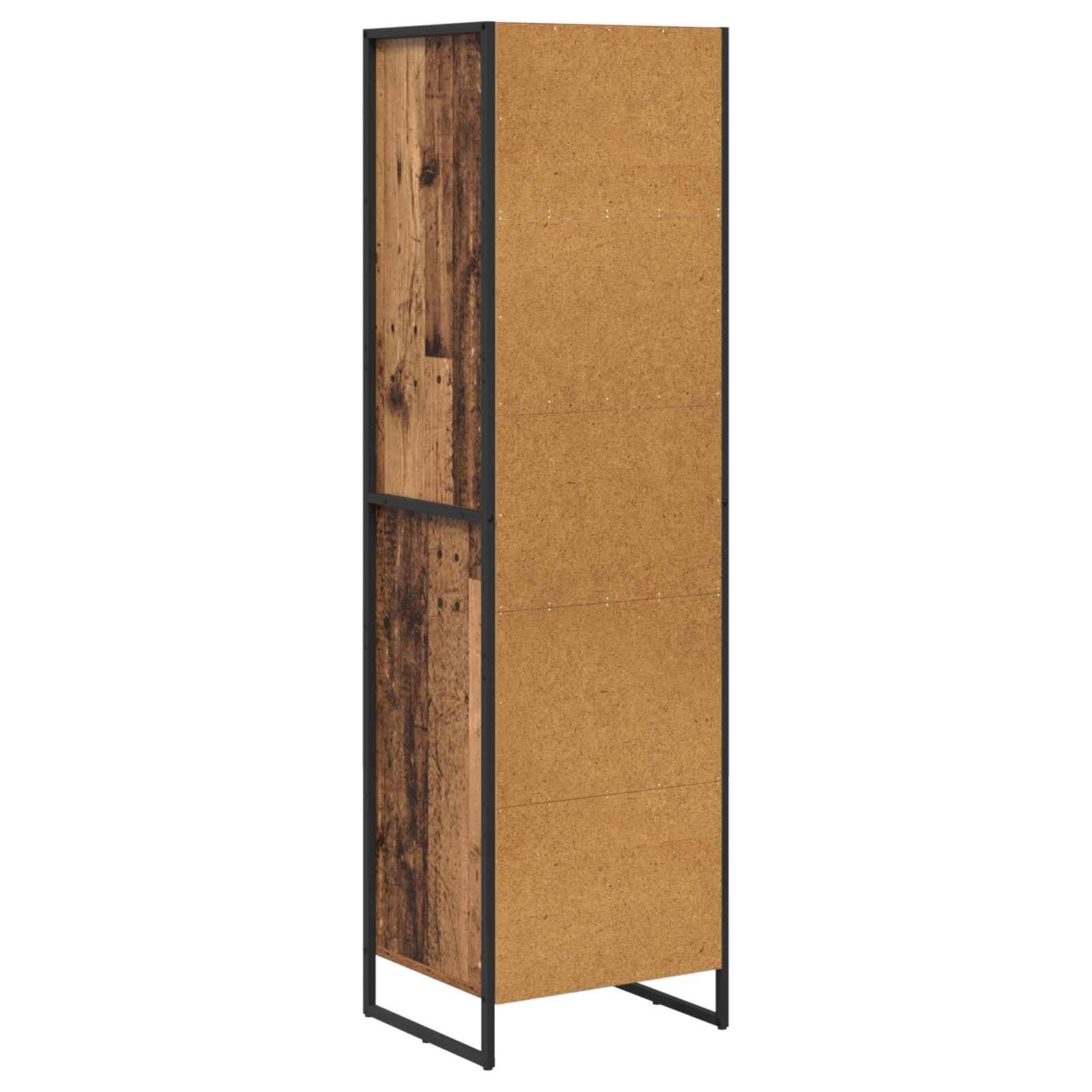 Regał na książki stare drewno, 43 x 36 x 150,5 cm, materiał drewnopochodny, wzornictwo przemysłowe, regał stojący z szufladą, regał magazynowy do salonu