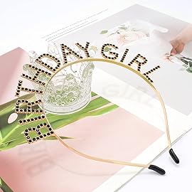 AOPRIE Rhinestone Hairband Birthday Tiara for Women Girls, Happy Birthday Princess Crown, Gold Black