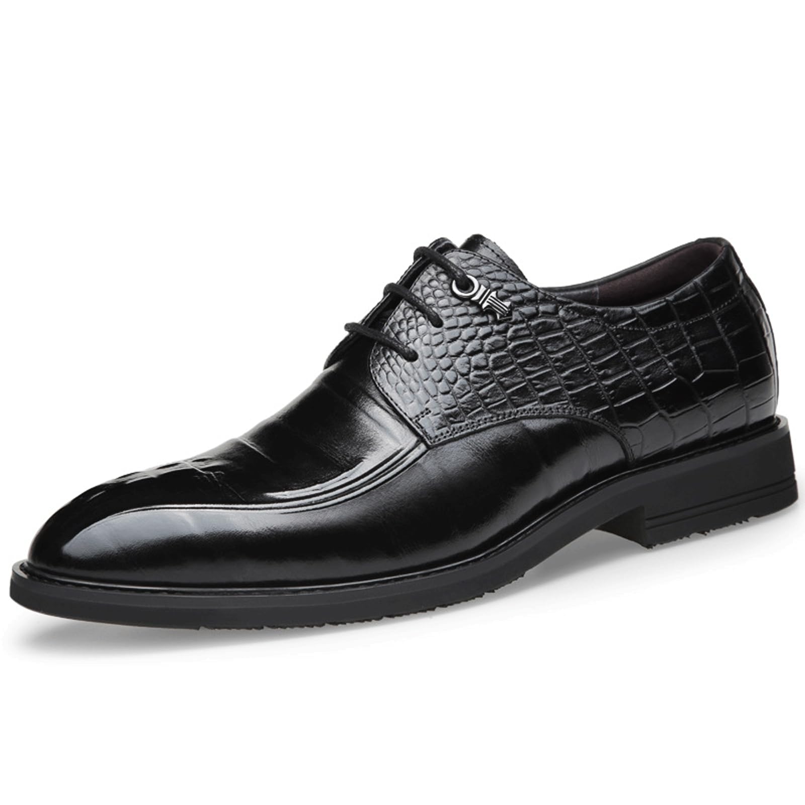 Mens Low Heel Derby Oxfords Shoes for Men Round Toe Lace-up Fashion Pointed Toe Comfort Non Slip Dress