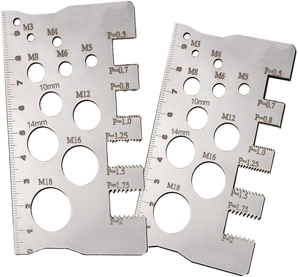 2Pcs Screw Thread Pitch Gauge, 100Mm 304 Stainless Steel Measuring Tool For Screw Diameter Bolt Nut Compact And Lightweight